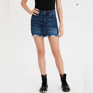 AE Ne(x)t Level Stretch High-Waisted Denim Mini Skirt Raw Hem 12